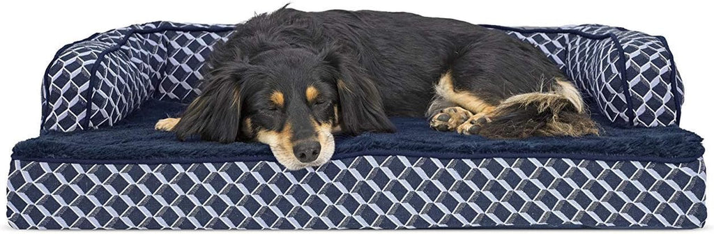 Luxurious Orthopedic Dog Bed with Removable Bolsters & Washable Cover - Perfect for Medium Dogs Up to 35 lbs - Cozy Diamond Blue Sofa Style