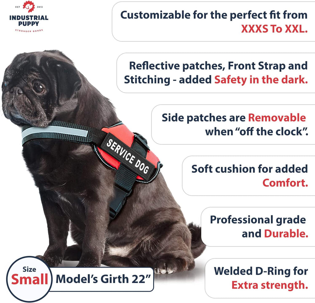 Premium Red Service Dog Vest with Matching Leash - Comfortable, Durable Harness for Small & Large Breeds with Reflective Patches and Versatile Design