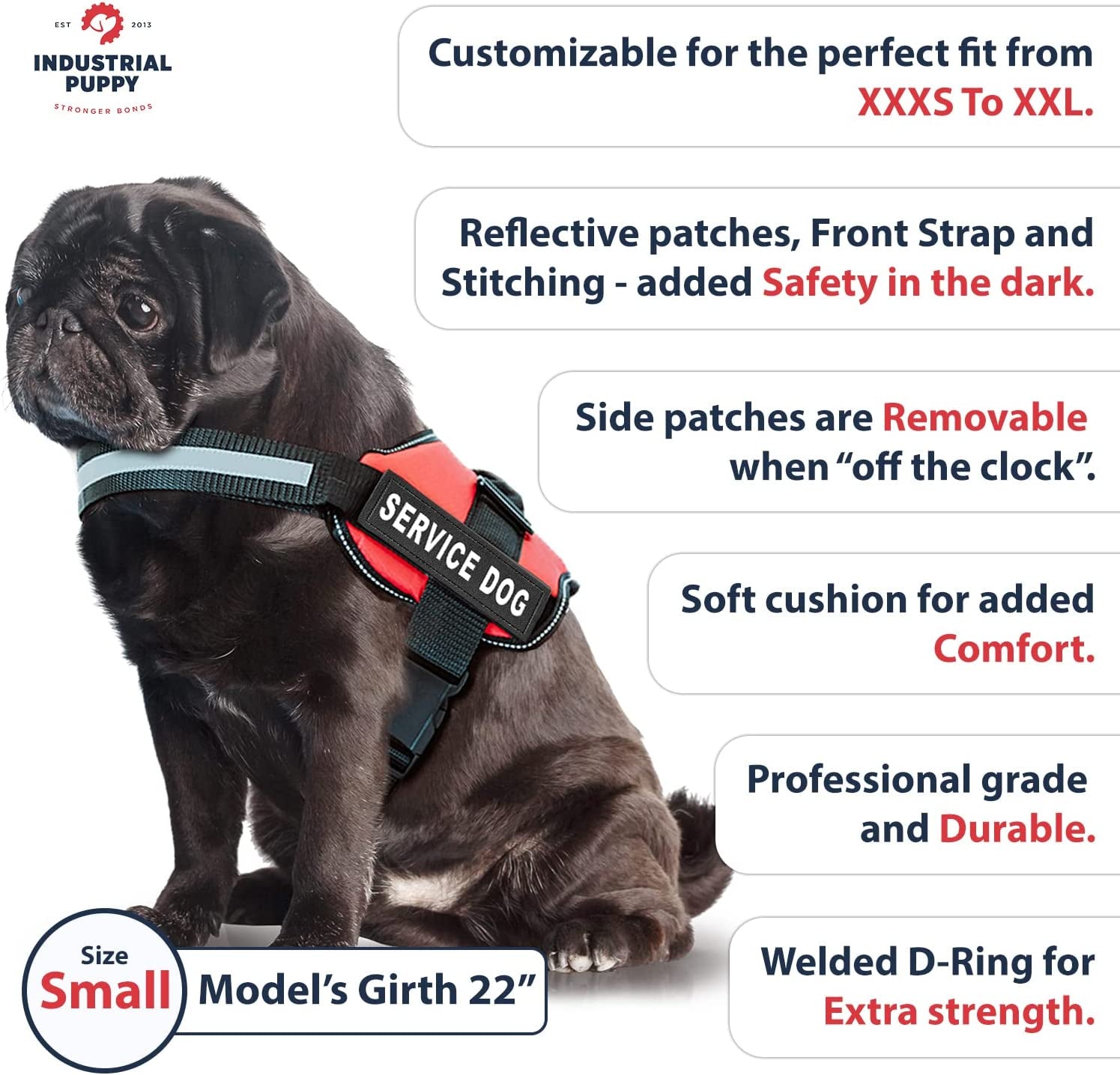 Premium Red Service Dog Vest with Matching Leash - Comfortable, Durable Harness for Small & Large Breeds with Reflective Patches and Versatile Design