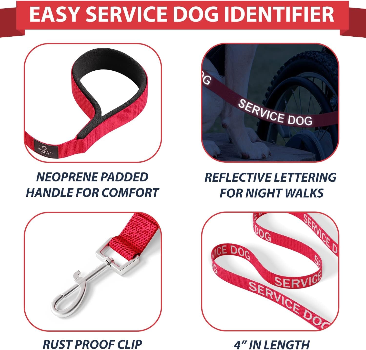 Premium Red Service Dog Vest with Matching Leash - Comfortable, Durable Harness for Small & Large Breeds with Reflective Patches and Versatile Design